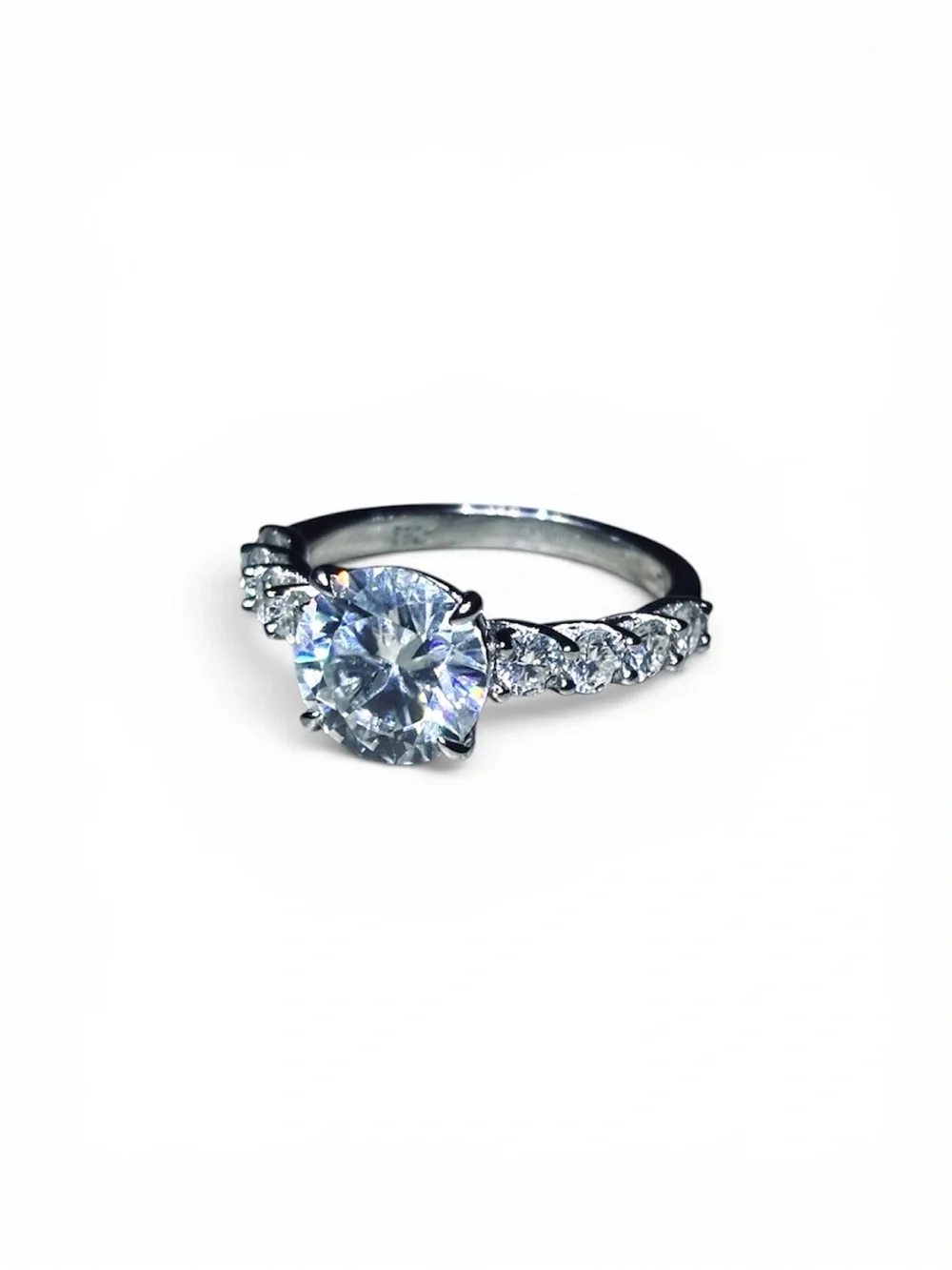 Solid 925 Sterling Silver VVS Moissanite Classic Solitaire Ring - Picture 8 of 9